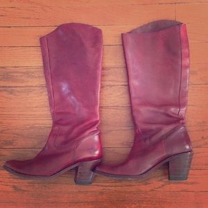 Frye pull on Red Leather Boots